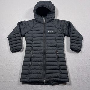 Columbia Girls XS 5-6 Y White Out Mid Omni Heat Long Hooded Jacket Coat Puffer